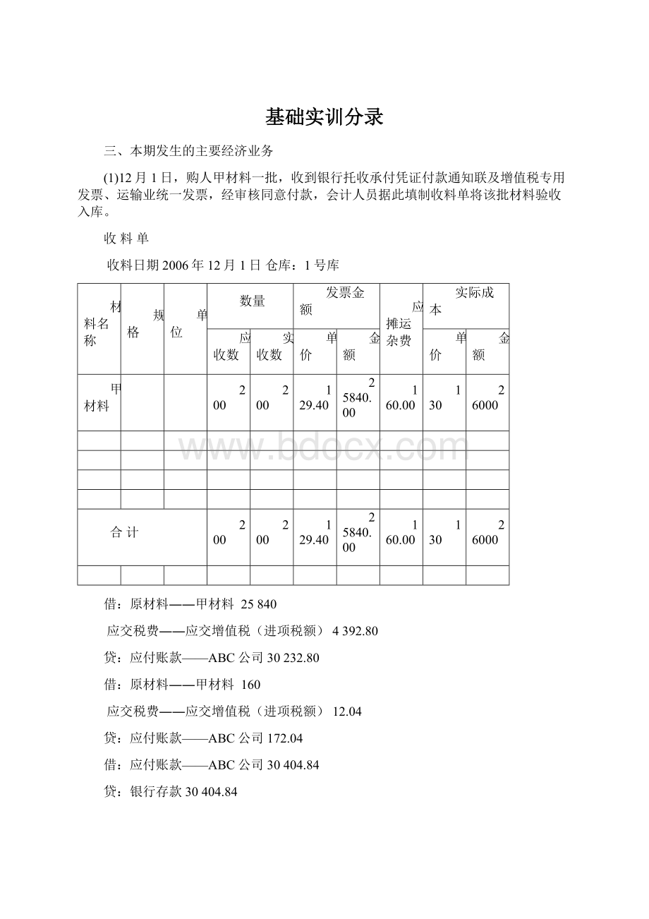 基础实训分录.docx