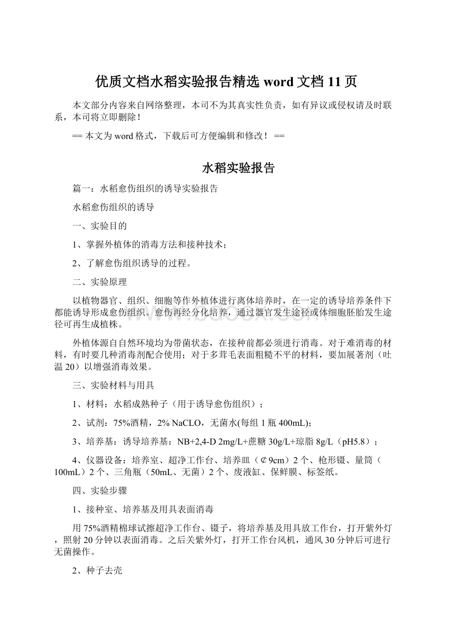 优质文档水稻实验报告精选word文档 11页.docx