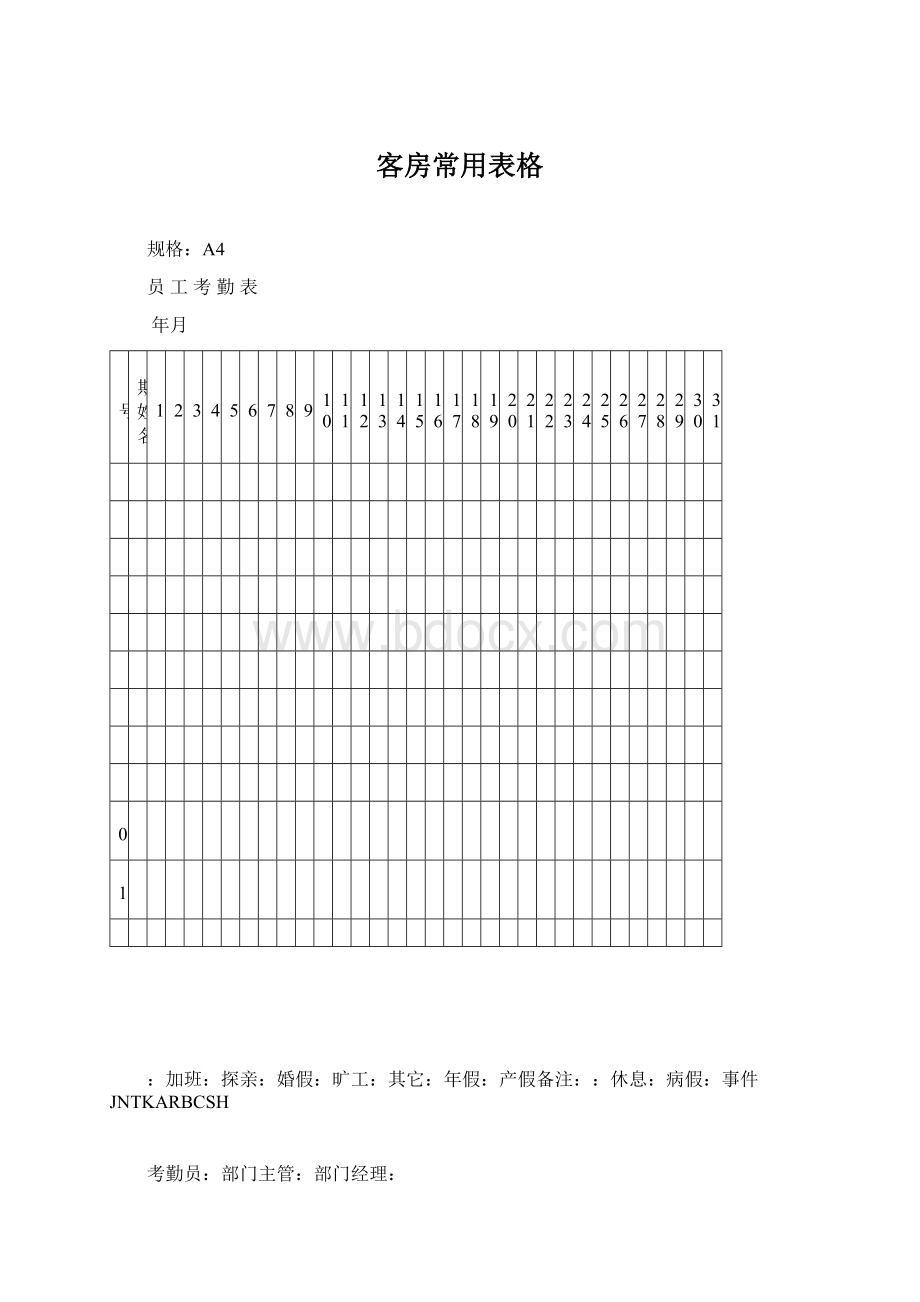 客房常用表格.docx_第1页