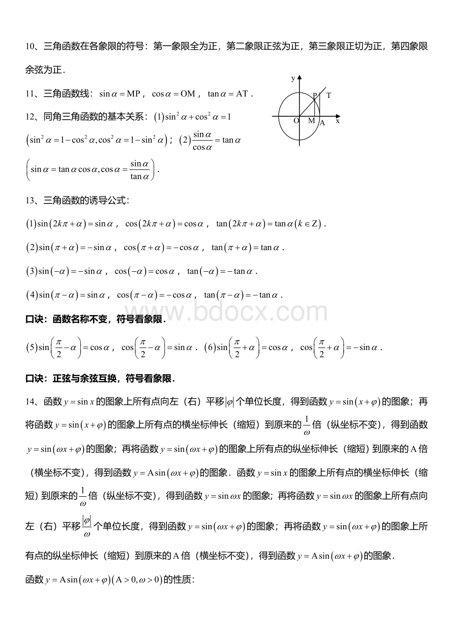 数学必修4知识点总结及三角函数试卷.doc_第2页