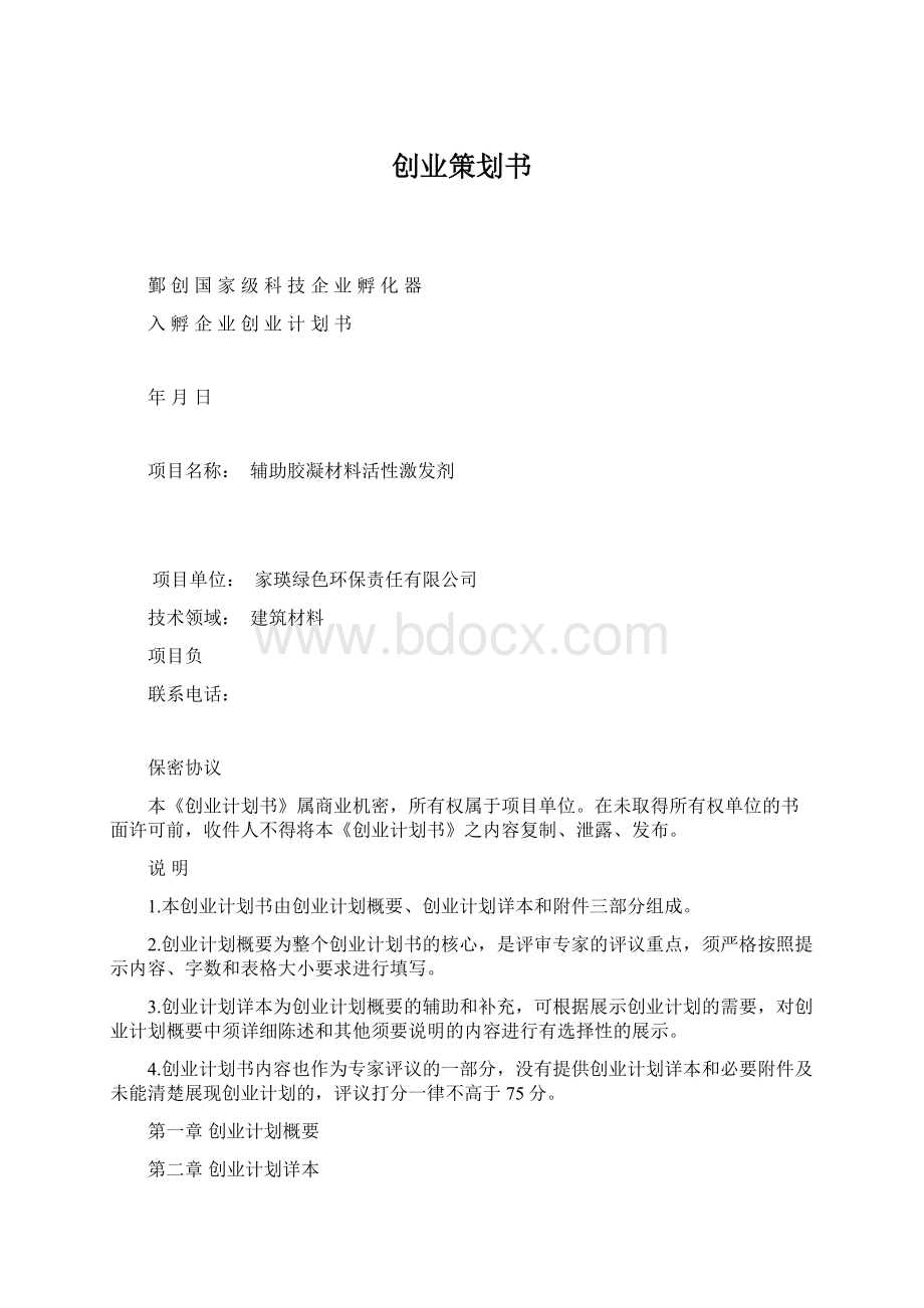 创业策划书Word格式.docx