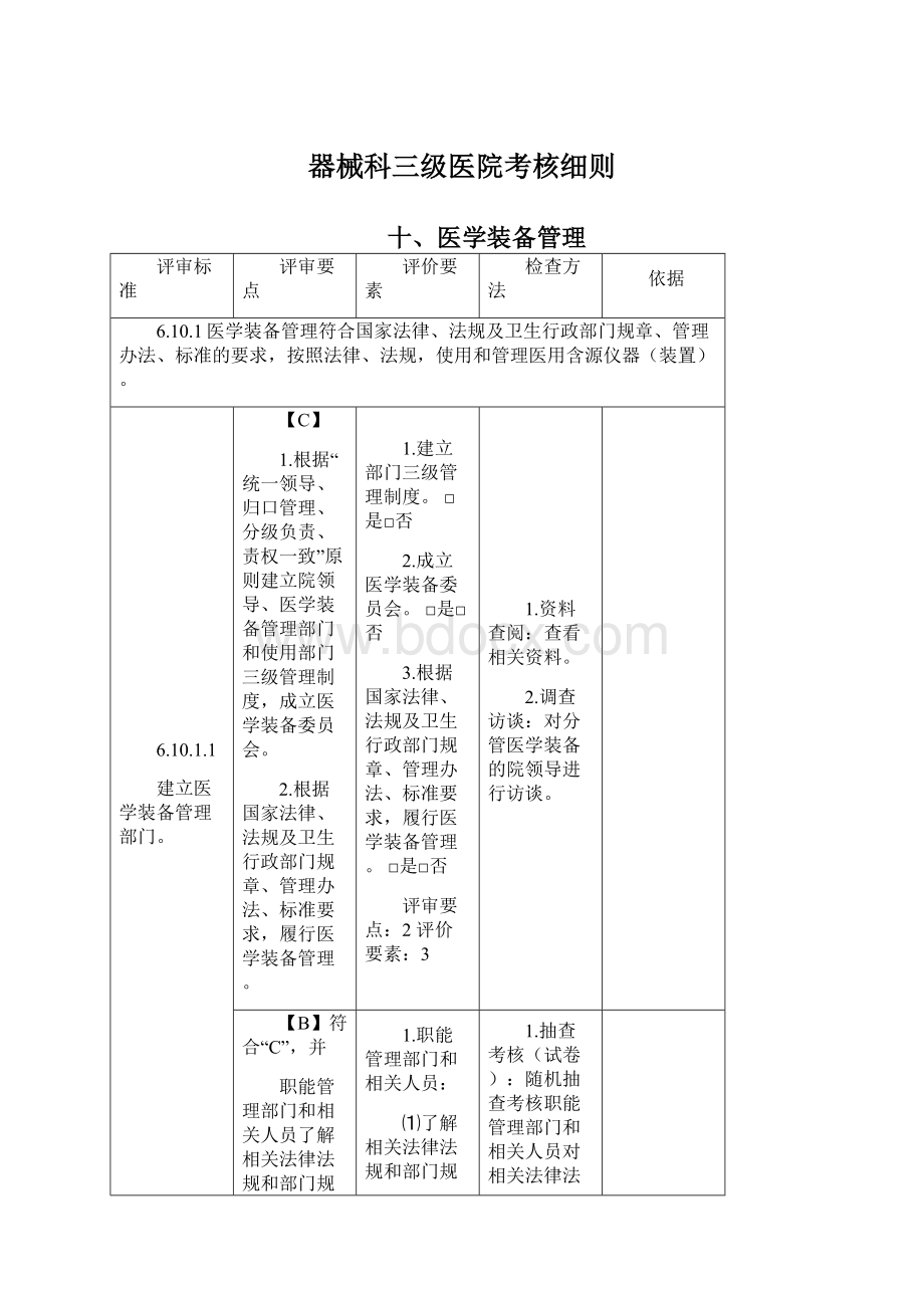 器械科三级医院考核细则Word文档下载推荐.docx_第1页