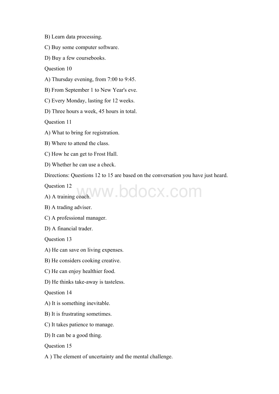 英语四级第三套真题听力部分及参考答案Word文档格式.docx_第3页