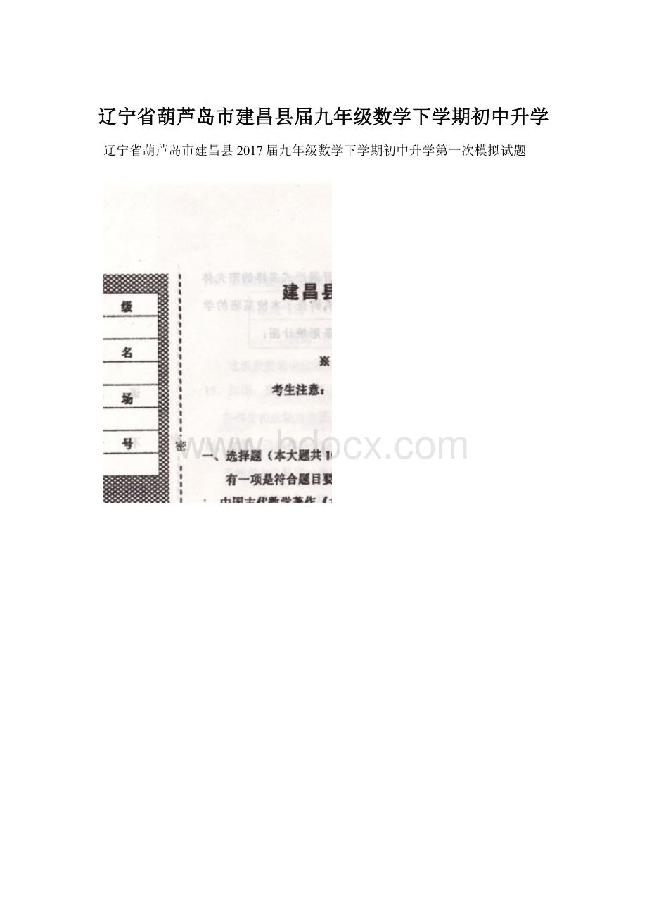 辽宁省葫芦岛市建昌县届九年级数学下学期初中升学.docx