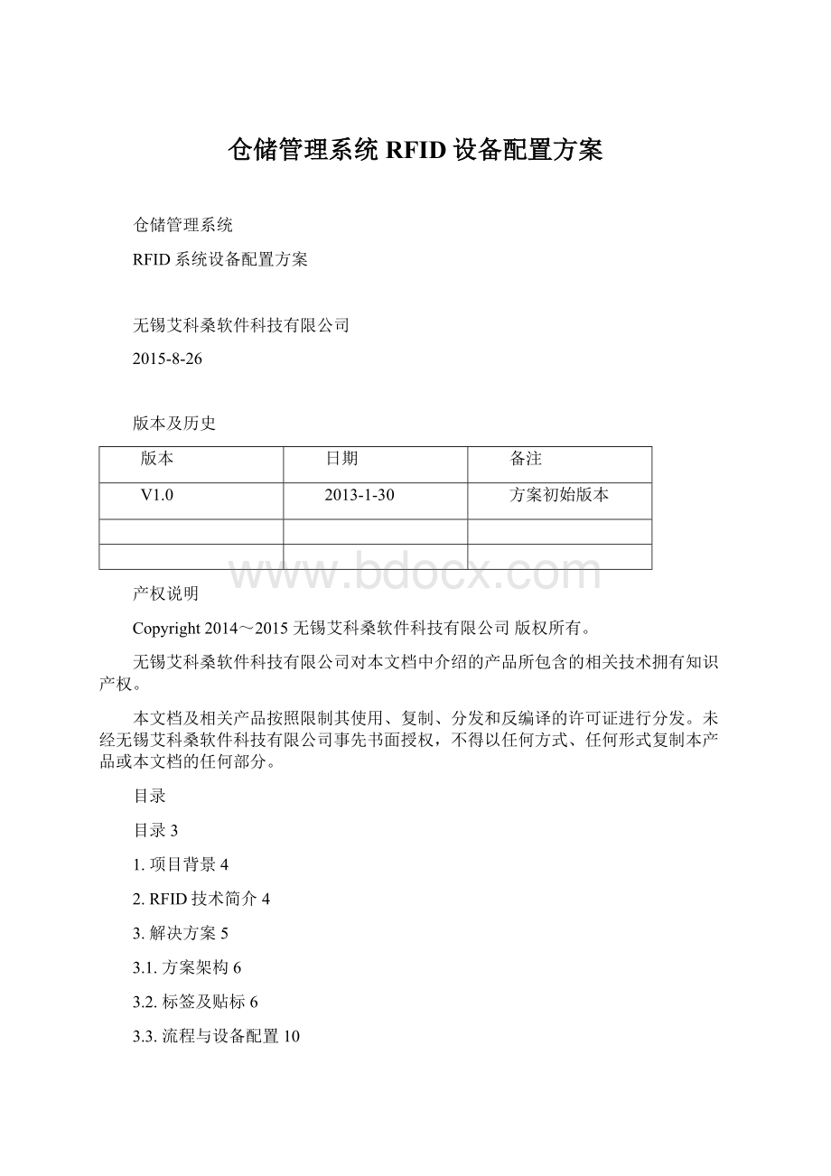 仓储管理系统RFID设备配置方案.docx