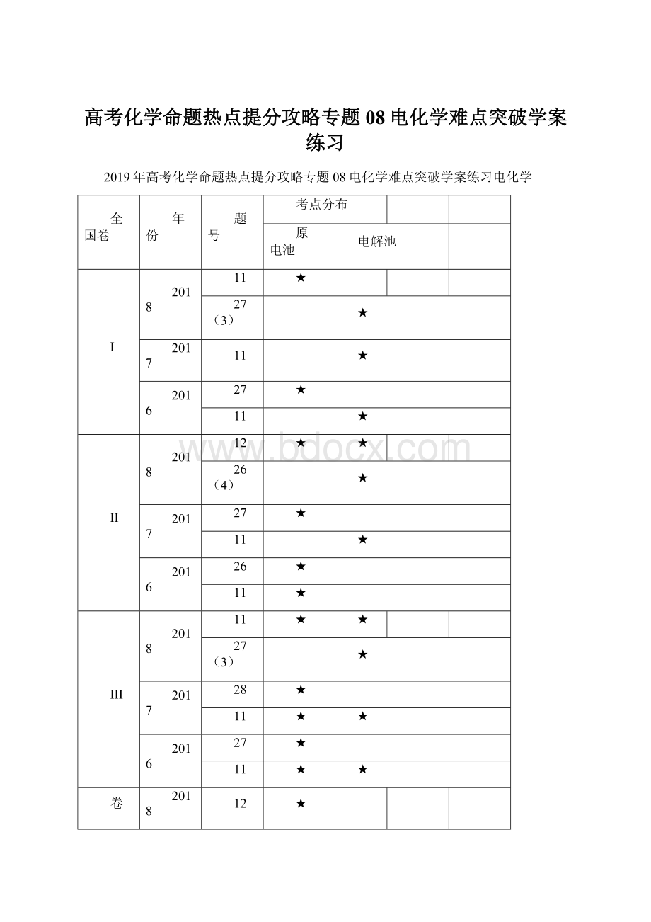 高考化学命题热点提分攻略专题08电化学难点突破学案练习.docx