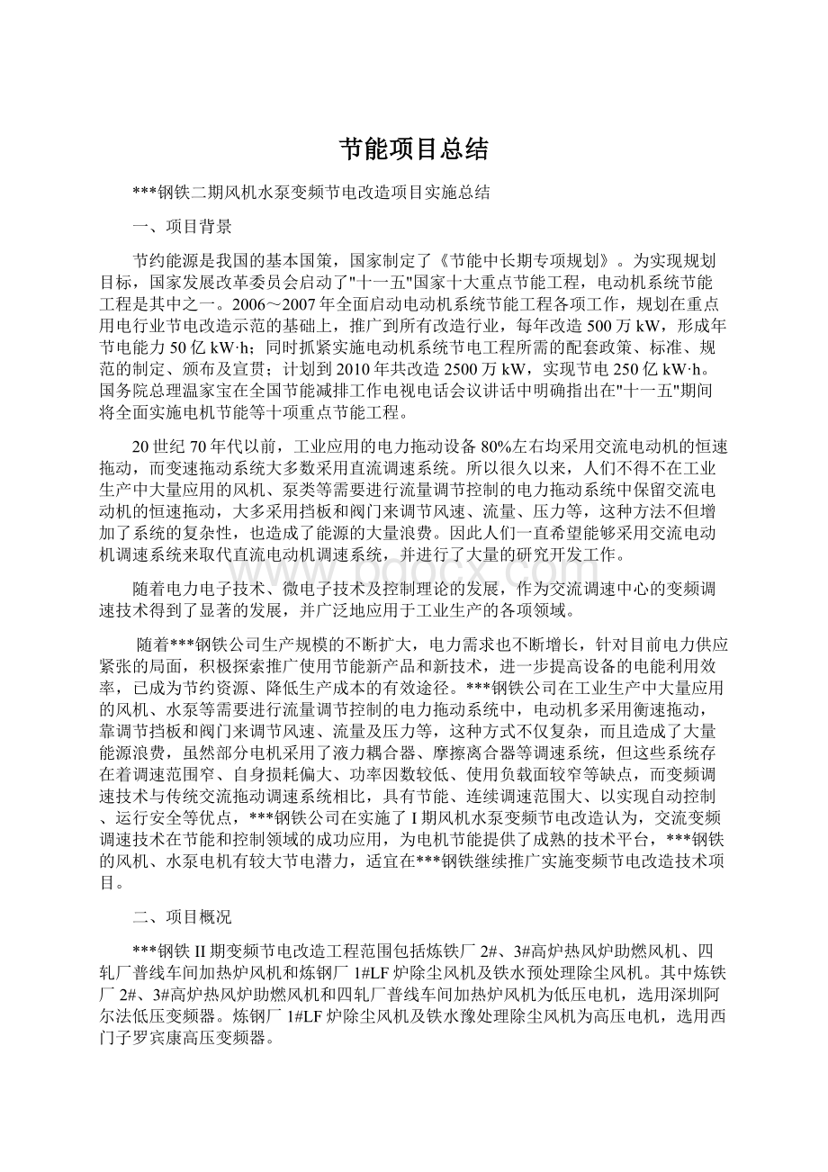 节能项目总结文档格式.docx