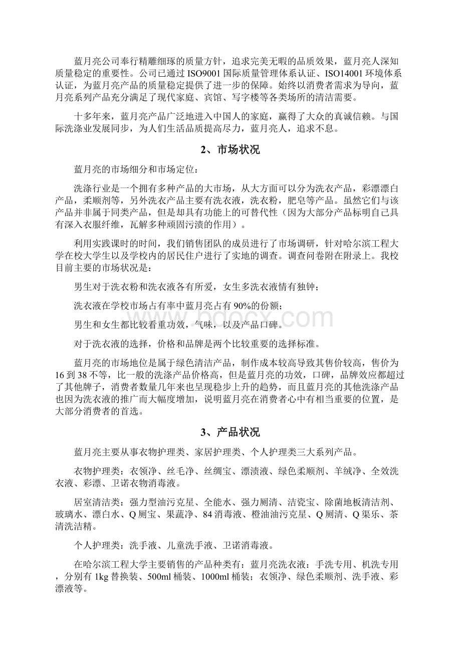 创新蓝月亮品牌洗衣液市场营销推广商业计划书.docx_第2页