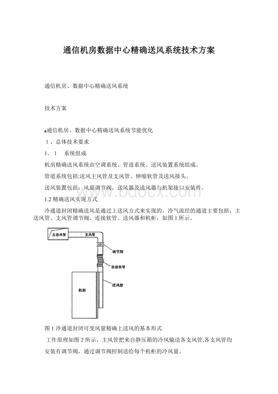 通信机房数据中心精确送风系统技术方案.docx