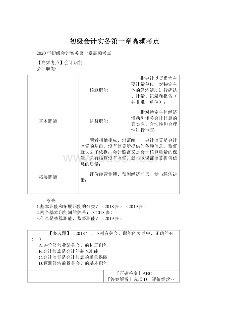 初级会计实务第一章高频考点.docx