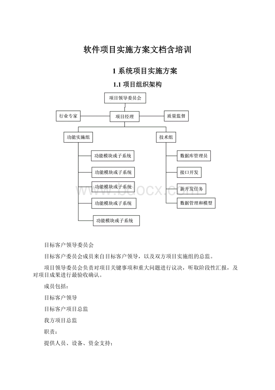 软件项目实施方案文档含培训文档格式.docx_第1页