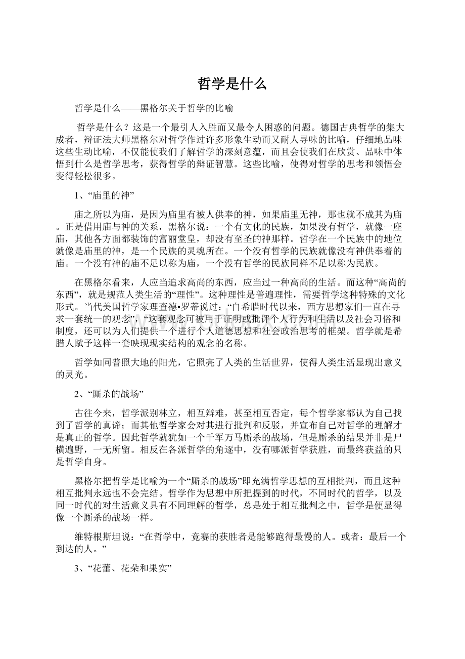 哲学是什么Word文档下载推荐.docx_第1页