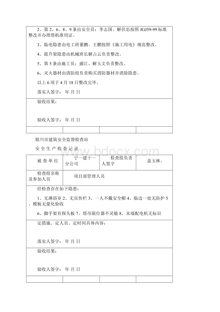 安 全 生 产 检 查 记 录Word格式文档下载.docx_第2页