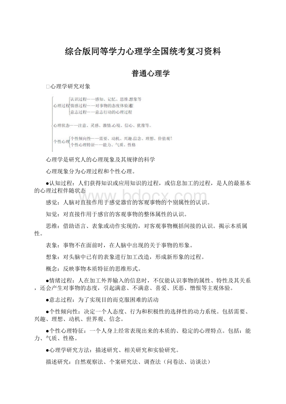 综合版同等学力心理学全国统考复习资料Word格式.docx