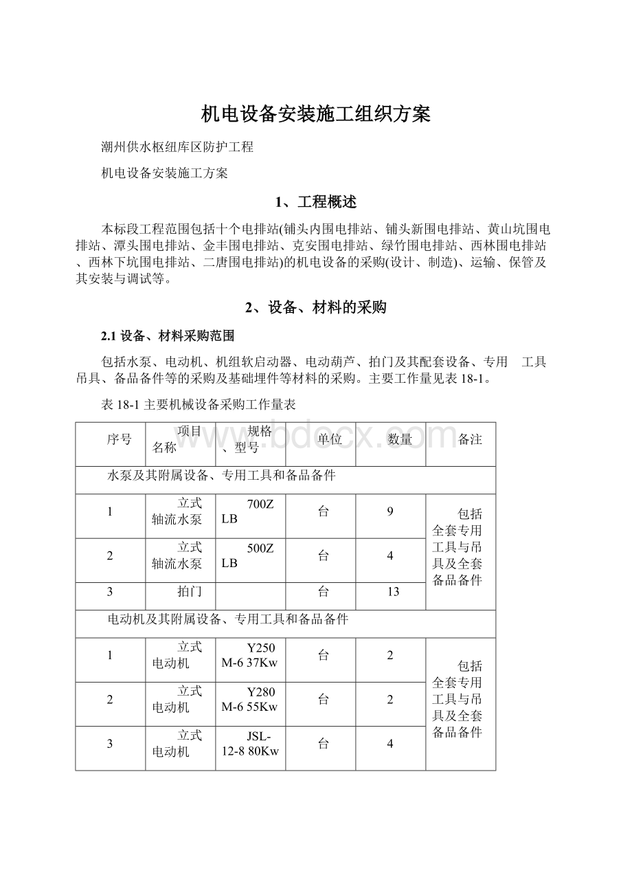 机电设备安装施工组织方案Word下载.docx_第1页