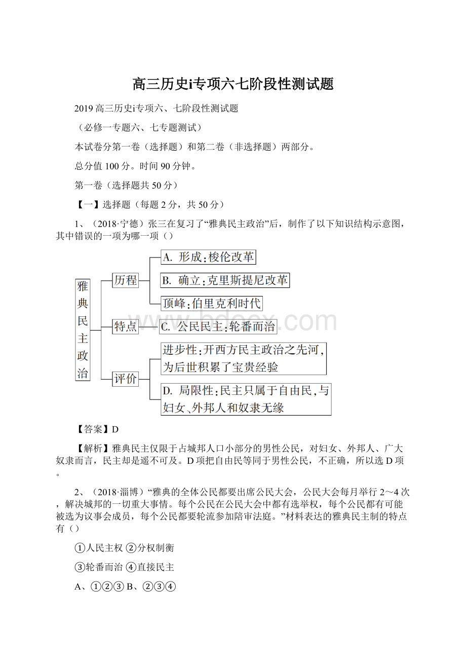 高三历史ⅰ专项六七阶段性测试题Word文档格式.docx_第1页