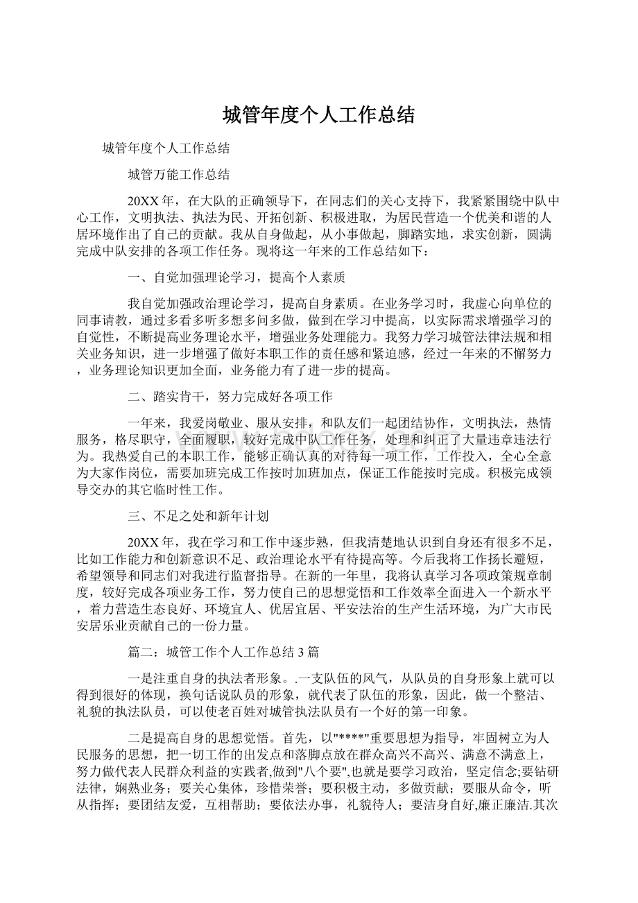 城管年度个人工作总结.docx