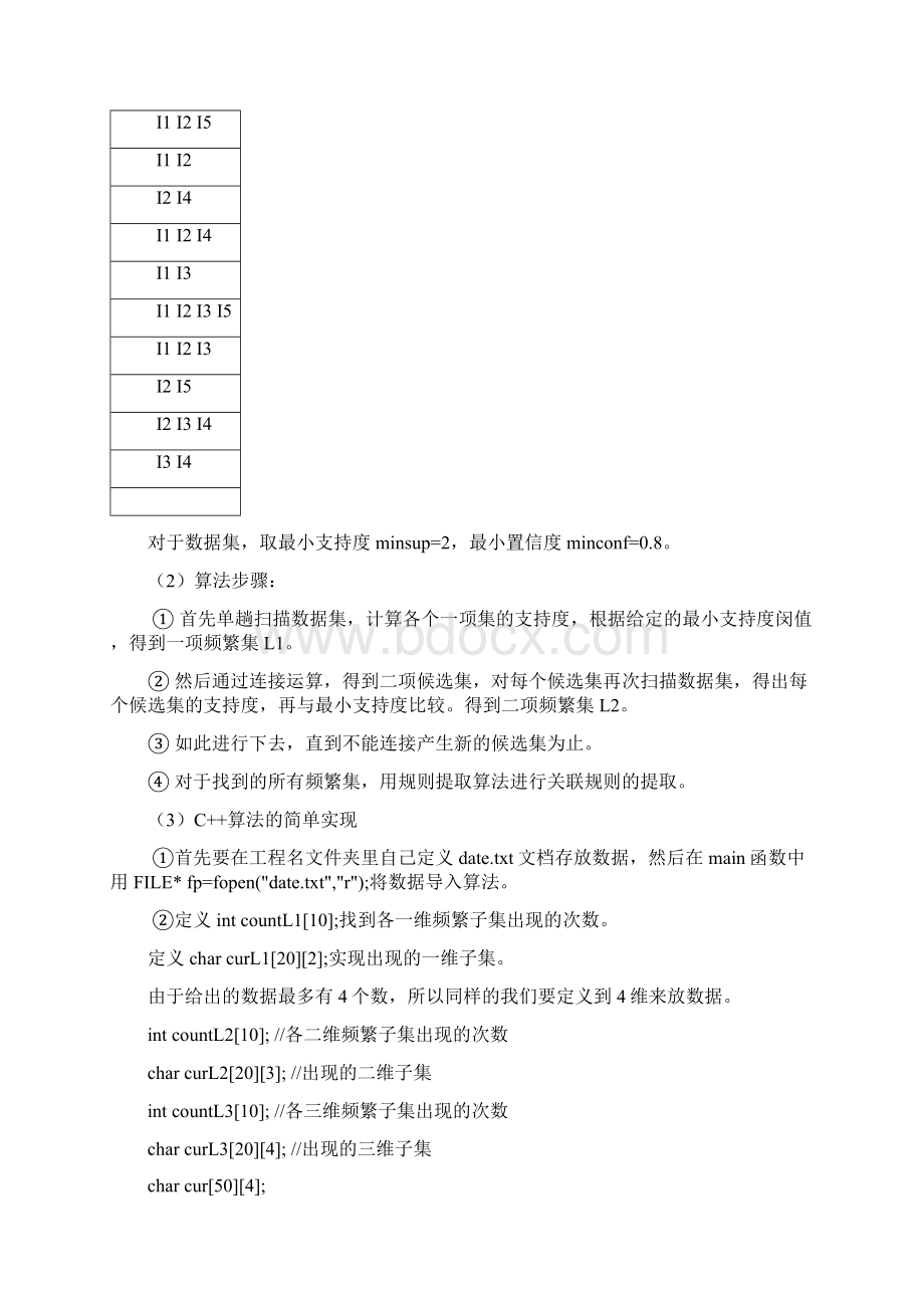 数据挖掘Apriori算法报告Word格式文档下载.docx_第2页