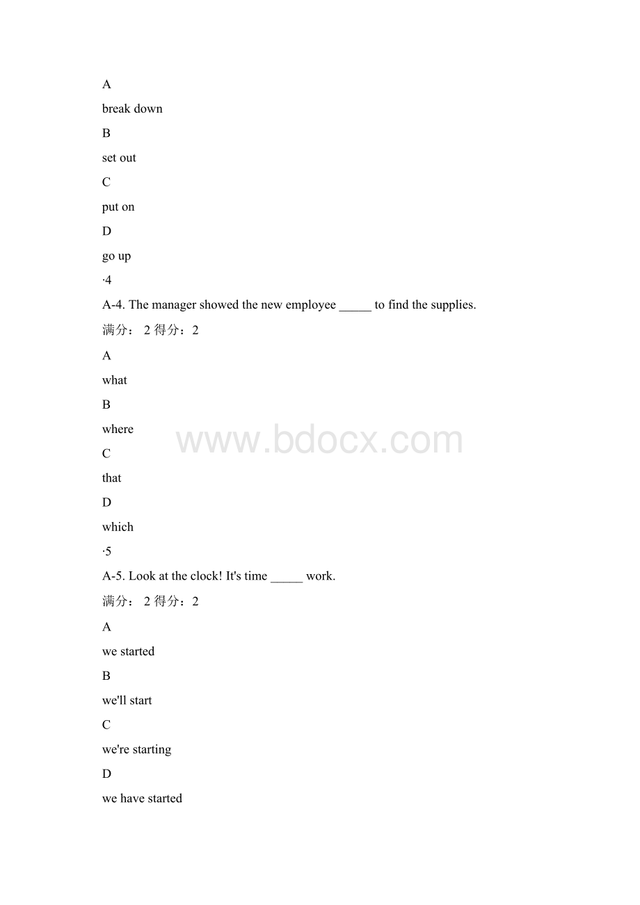 江苏开放大学大学英语A形成性考核作业1参考答案Word文件下载.docx_第2页