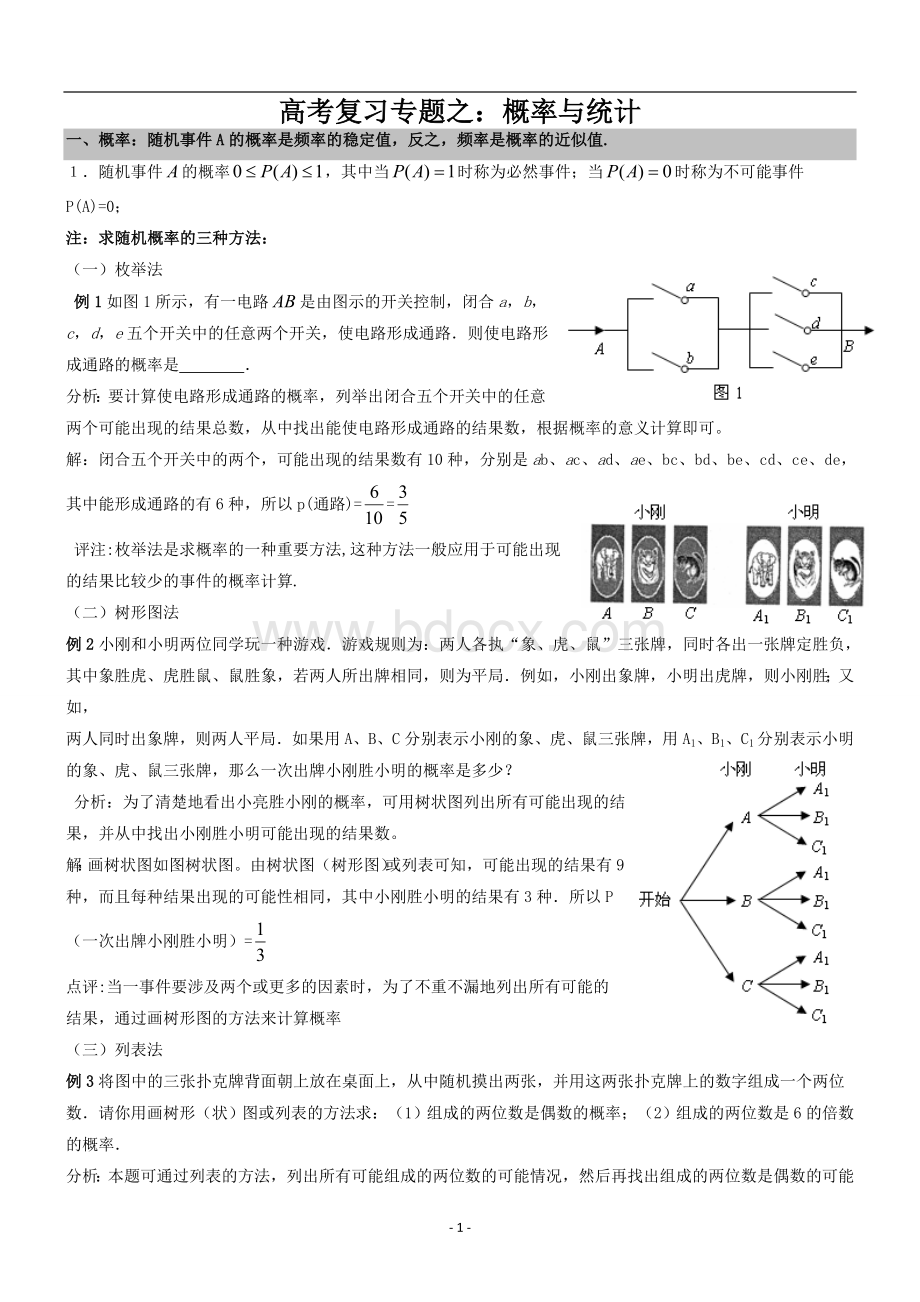 高考数学概率与统计专题复习Word格式.doc