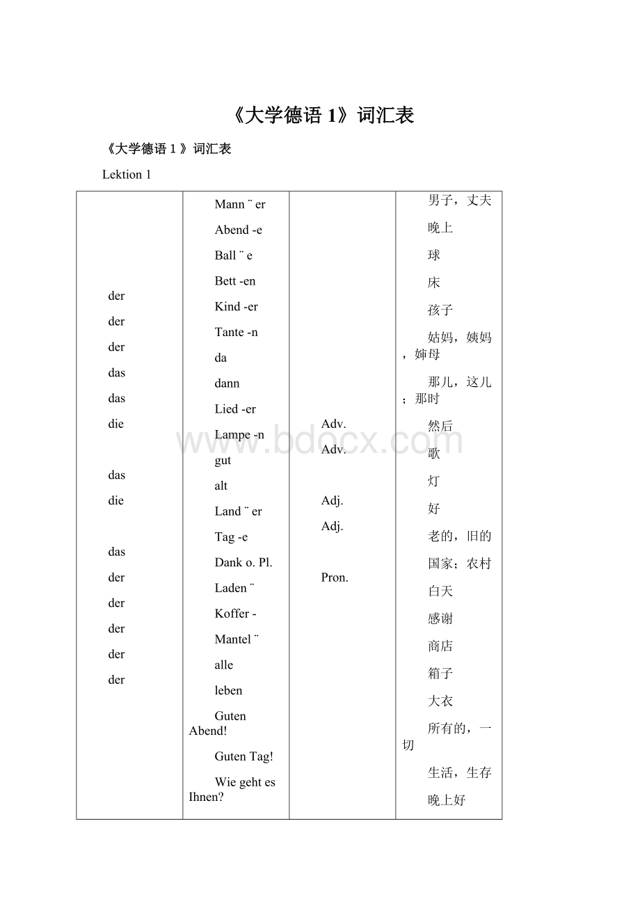 《大学德语1》词汇表.docx_第1页