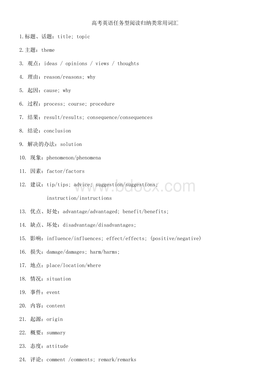 高考英语任务型阅读归纳类常用词语Word格式文档下载.doc_第1页