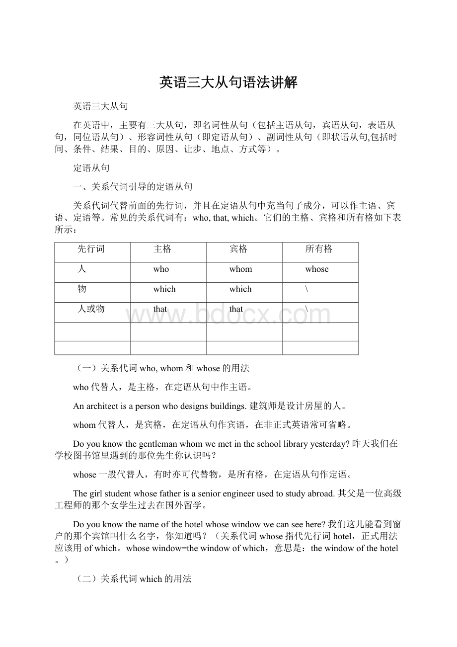 英语三大从句语法讲解Word文档格式.docx_第1页