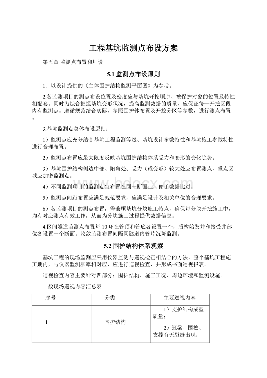 工程基坑监测点布设方案Word文档下载推荐.docx