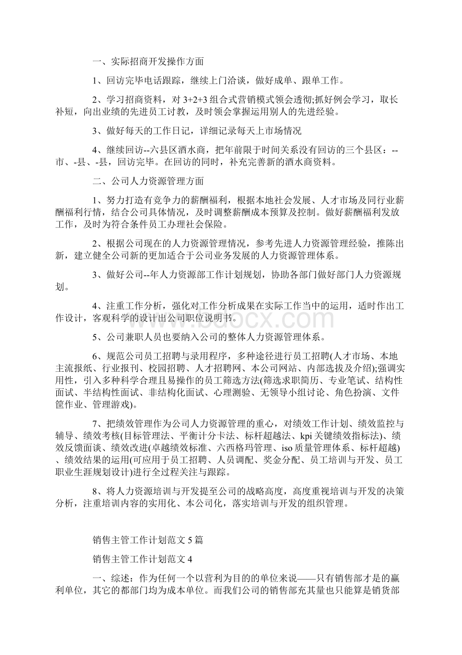 销售主管工作计划范文5篇Word文档下载推荐.docx_第3页