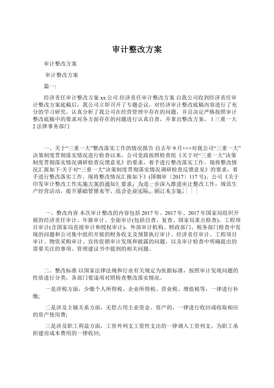 审计整改方案Word文档格式.docx