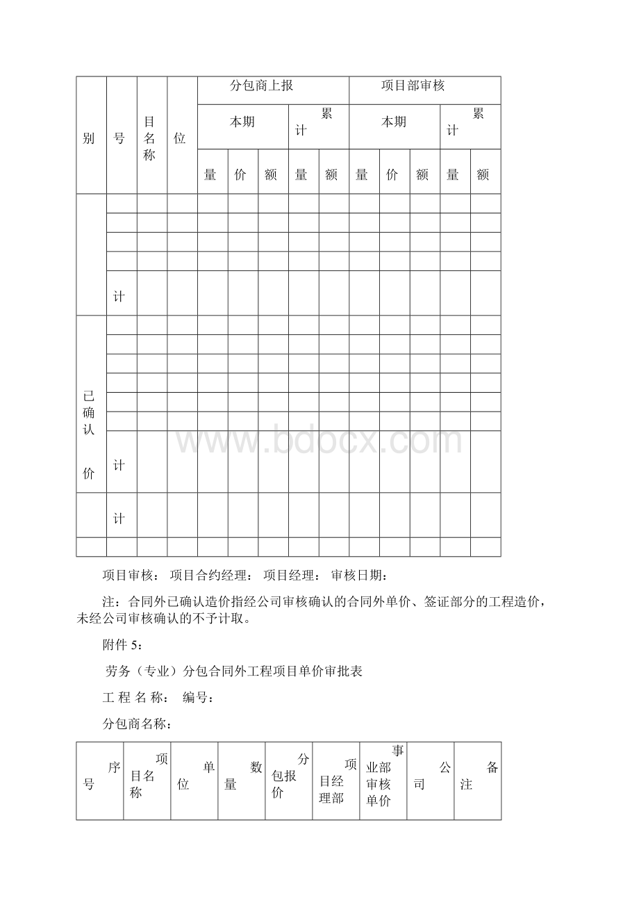 分包月报表 中间计量汇总表中间计量明细表 工程变更确认单 等.docx_第3页