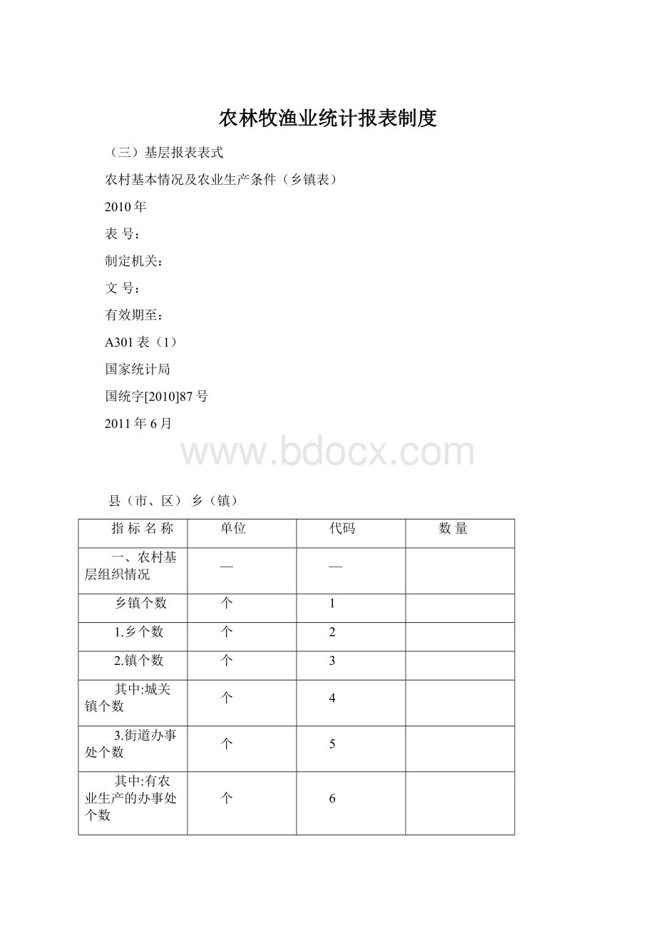 农林牧渔业统计报表制度Word格式.docx