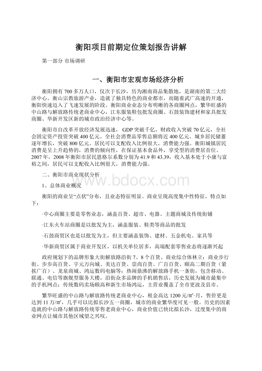 衡阳项目前期定位策划报告讲解文档格式.docx