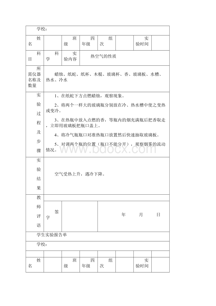 苏教版小学四年级上册科学实验报告单Word下载.docx_第2页