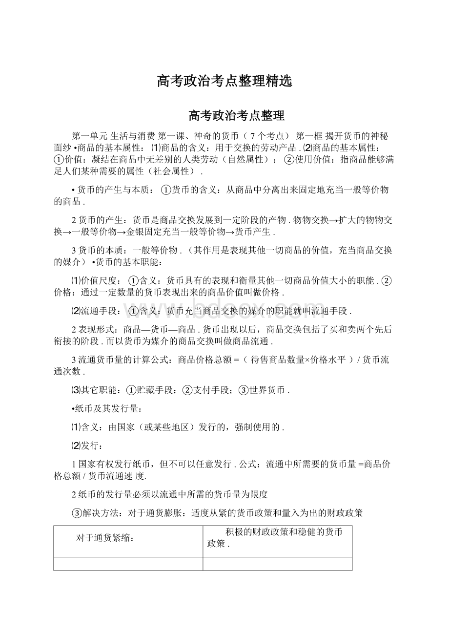 高考政治考点整理精选.docx_第1页