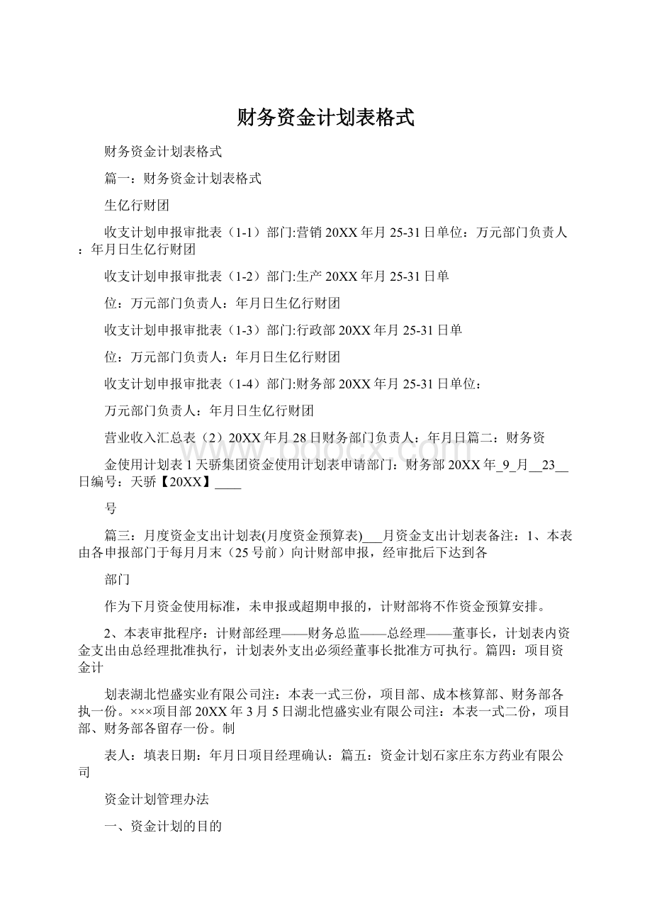 财务资金计划表格式Word下载.docx_第1页