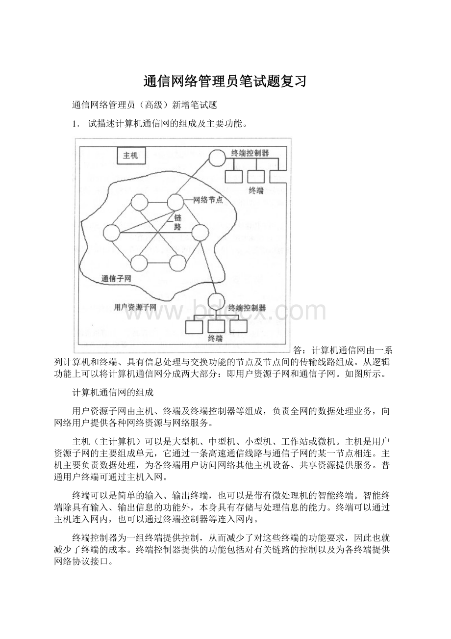 通信网络管理员笔试题复习.docx