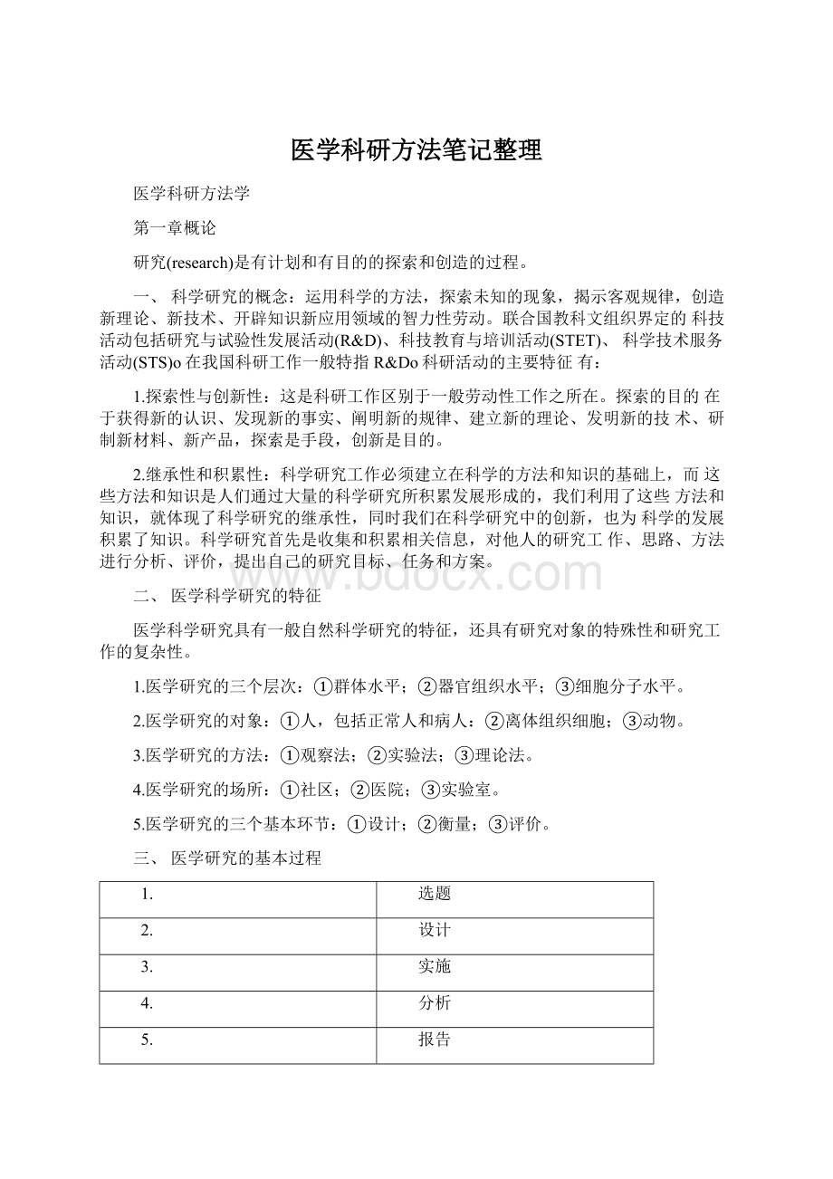 医学科研方法笔记整理Word格式文档下载.docx_第1页