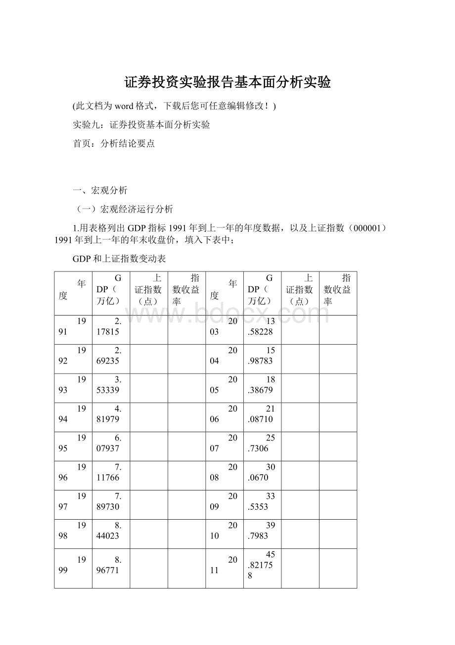 证券投资实验报告基本面分析实验.docx