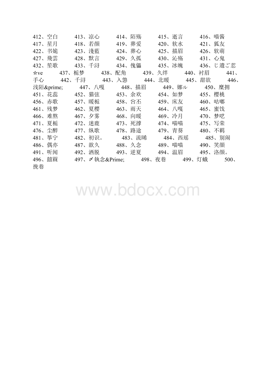 二字微信昵称500个Word下载.docx_第3页