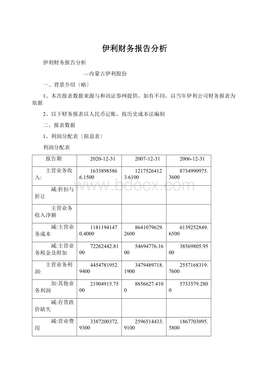 伊利财务报告分析Word文件下载.docx_第1页