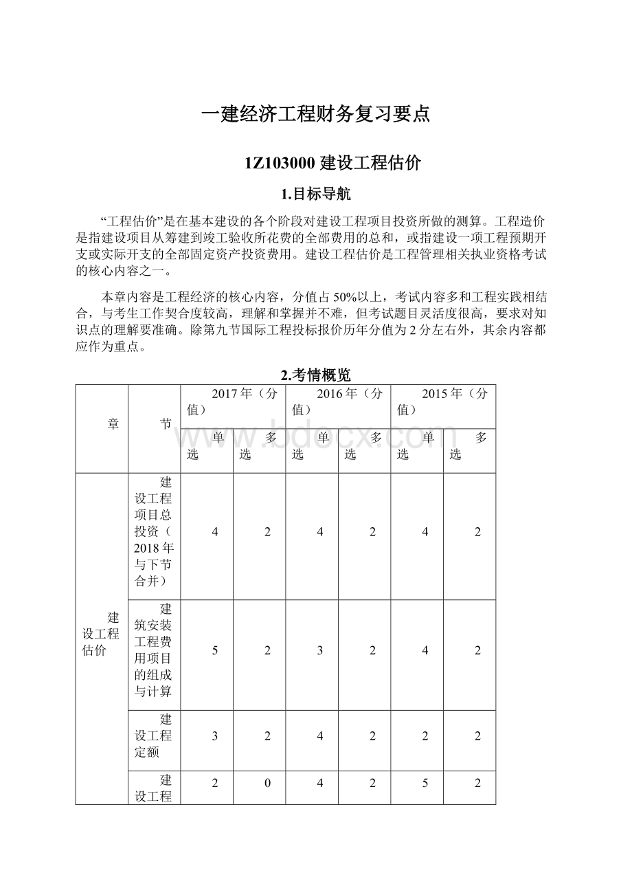 一建经济工程财务复习要点.docx