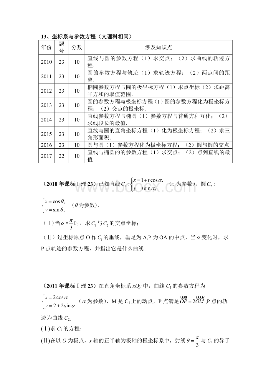 文科极坐标高考题.docx_第1页