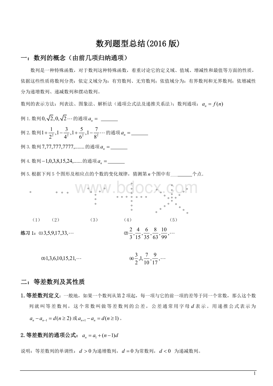 第一轮复习自己整理绝对经典2016数列--第一轮.doc