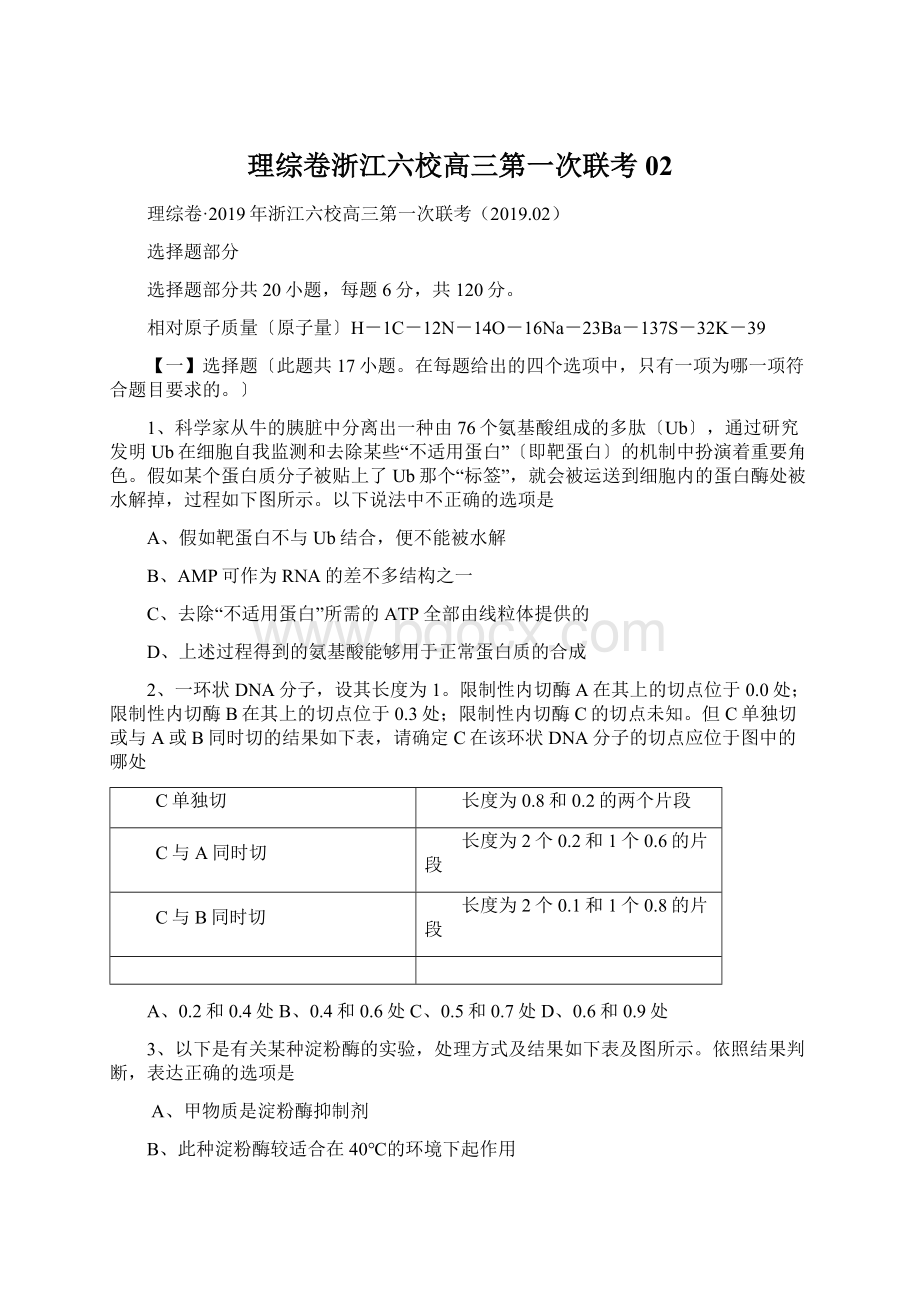 理综卷浙江六校高三第一次联考02Word格式文档下载.docx