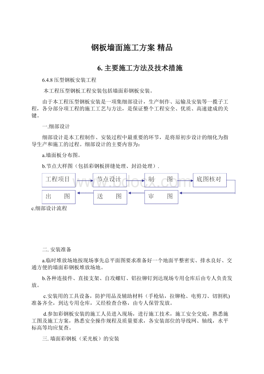 钢板墙面施工方案 精品文档格式.docx