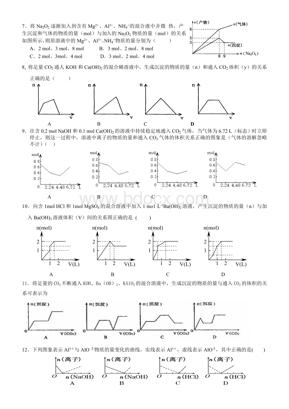 高一化学专练-金属及其化合物图像专题Word文档下载推荐.doc_第2页