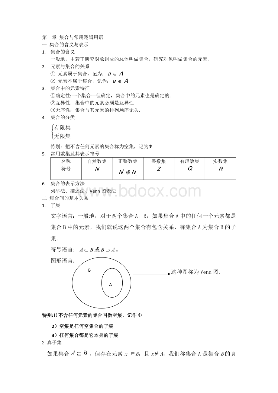 第一章集合与常用逻辑用语高考知识点复习Word文件下载.docx