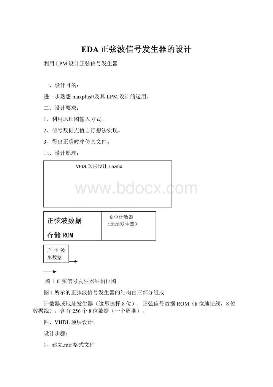 EDA正弦波信号发生器的设计Word格式.docx_第1页