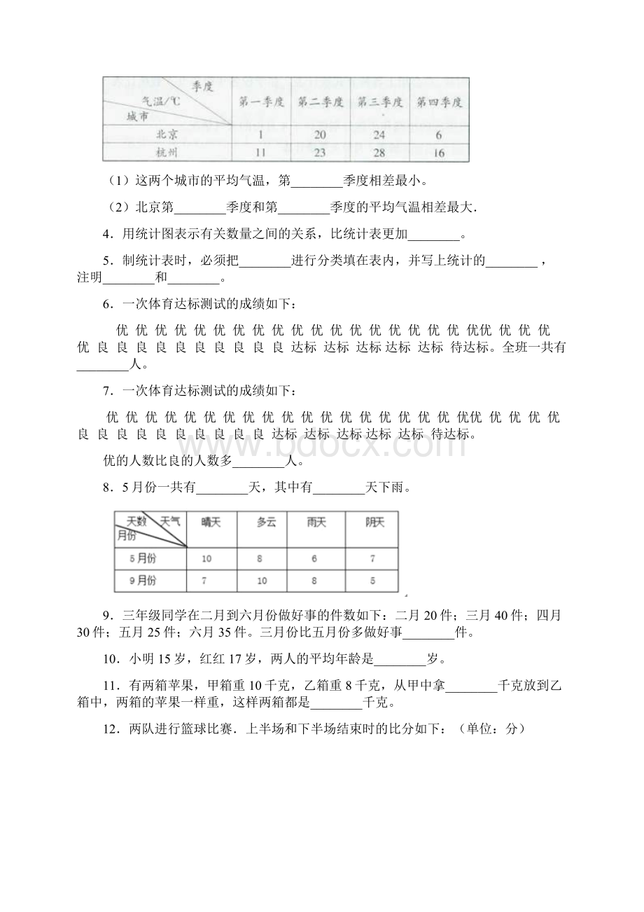 《好题》小学数学三年级下册第三单元《复式统计表》 单元测试答案解析6Word格式.docx_第2页